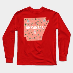 Arkansas illustrated map Long Sleeve T-Shirt